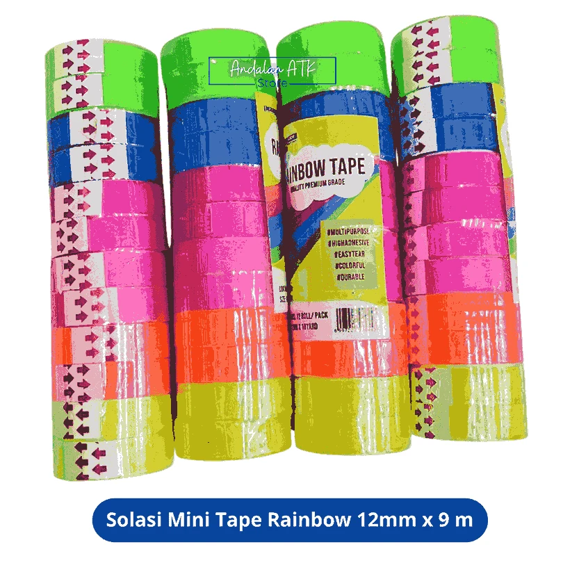 BERRY Solasi Mini Tape Rainbow 12mm x 9 meter BRTAPE018 / Isolasi Kecil / Selotip Warna Warni